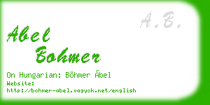 abel bohmer business card