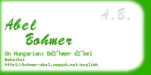 abel bohmer business card